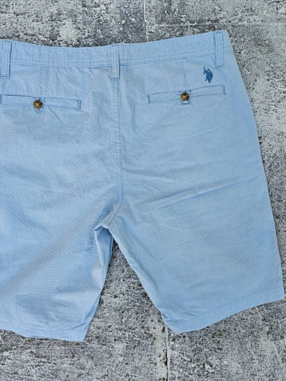 U.S. Polo ASSN, Men Shorts Bermuda Blue White Stripe Summer Short Size 34 - Picture 2 of 9